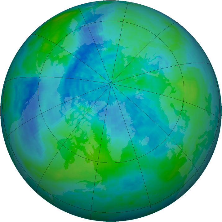 Arctic ozone map for 08 September 1993